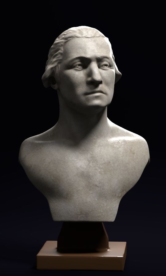 George Washington marble bust sculpture statue 3D model_4