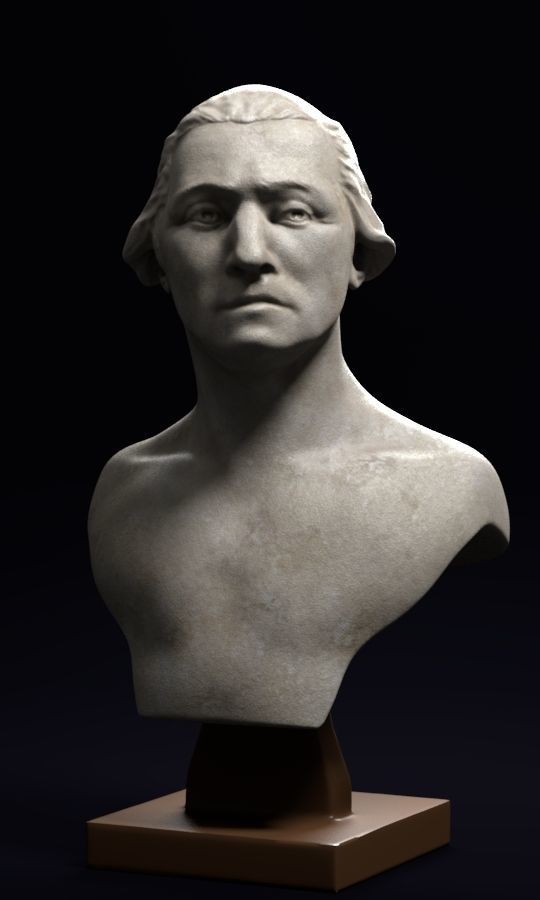 George Washington marble bust sculpture statue 3D model_3