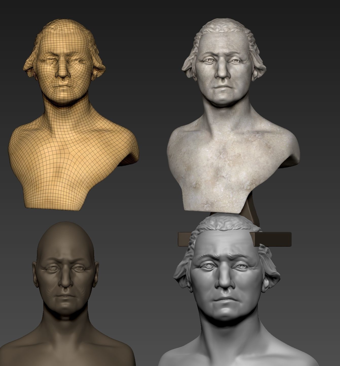 George Washington marble bust sculpture statue 3D model_13