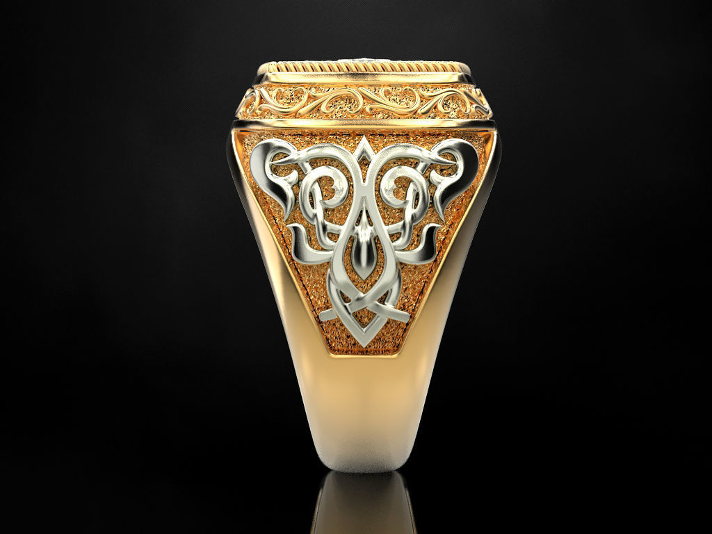 Ring with onyx and patterns 2 3D print model_17