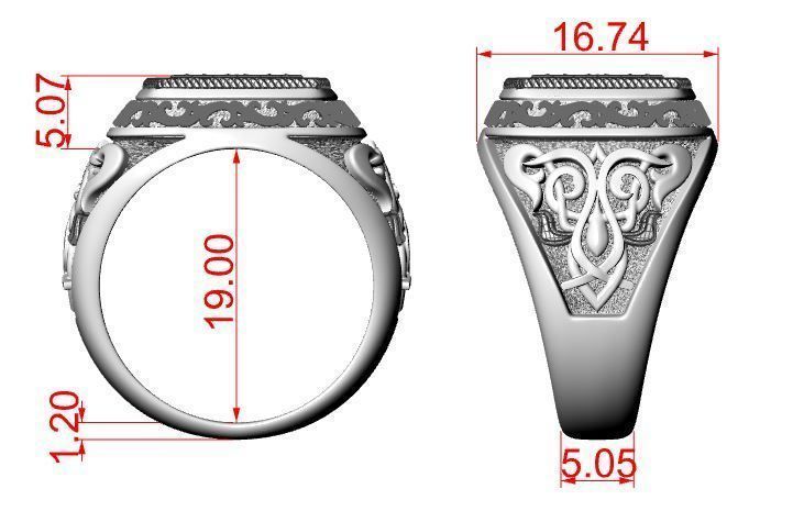 Ring with onyx and patterns 2 3D print model_9