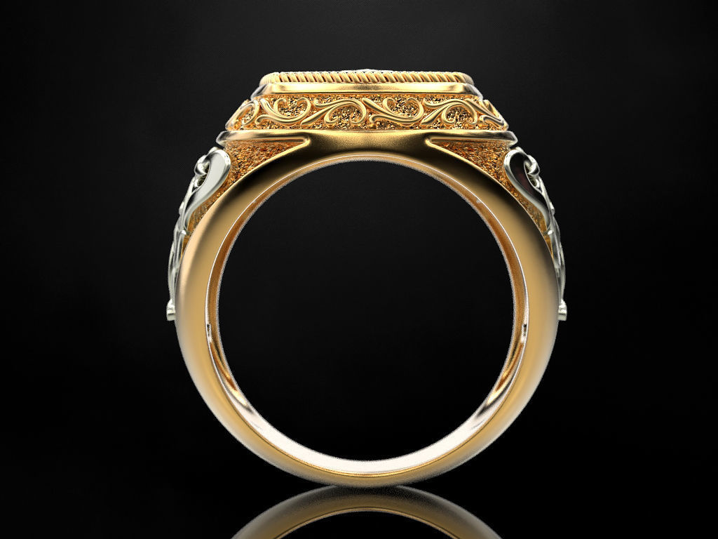 Ring with onyx and patterns 2 3D print model_18