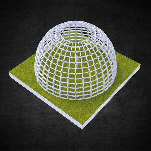 Dome structure rectangular panels geodesic style architecture Low-poly 3D model