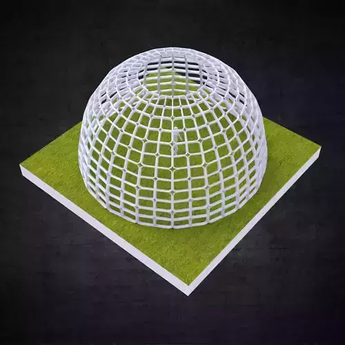 Dome structure rectangular panels geodesic style architecture Low-poly 3D model