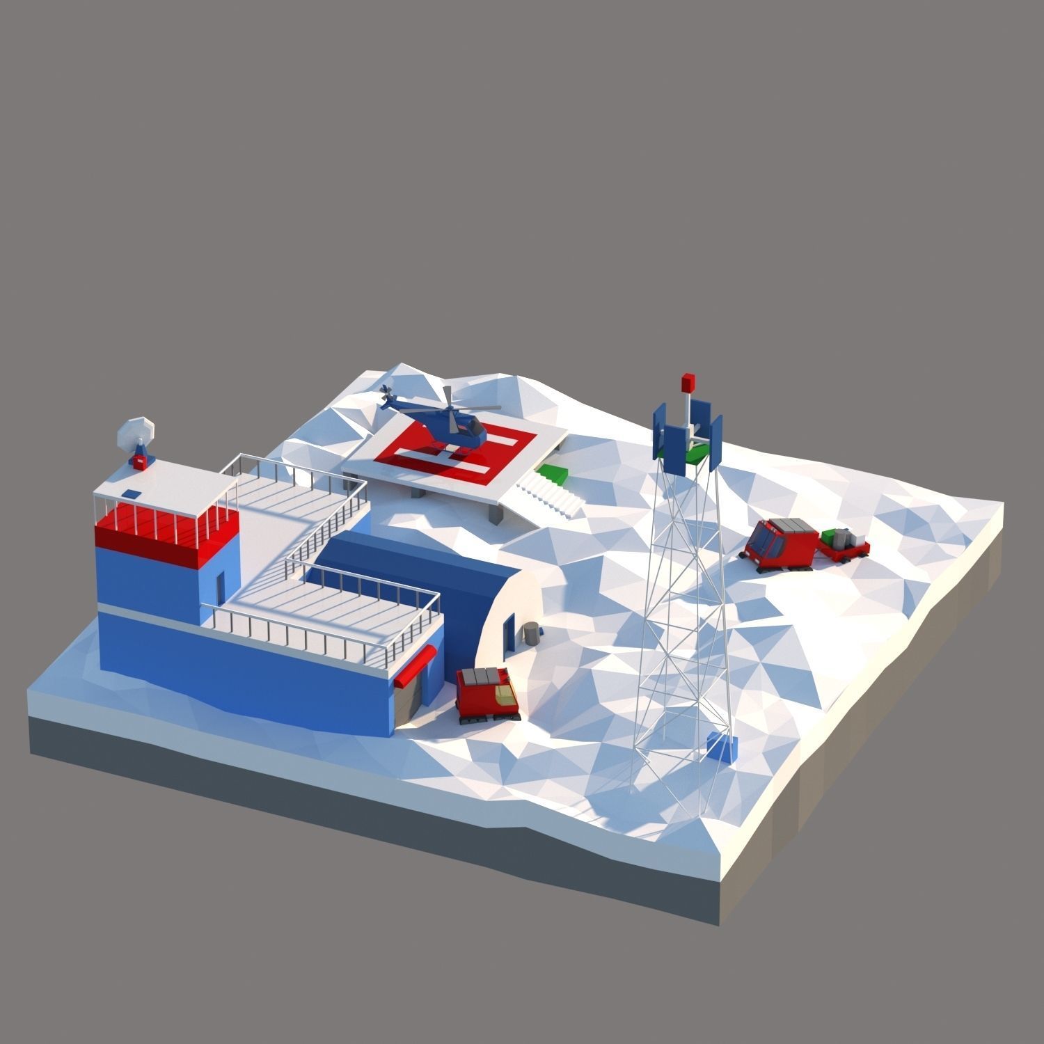 Antarctic scene low poly Low-poly 3D model_2
