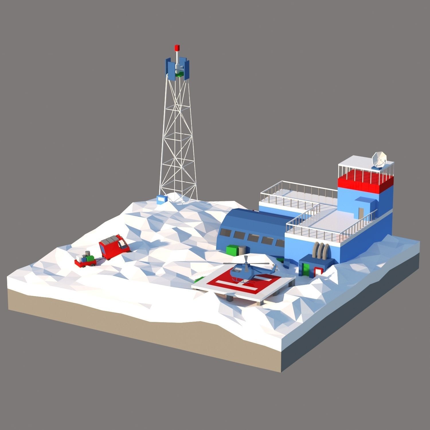 Antarctic scene low poly Low-poly 3D model_1