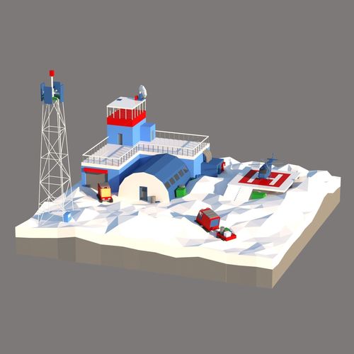 Antarctic scene low poly Low-poly 3D model
