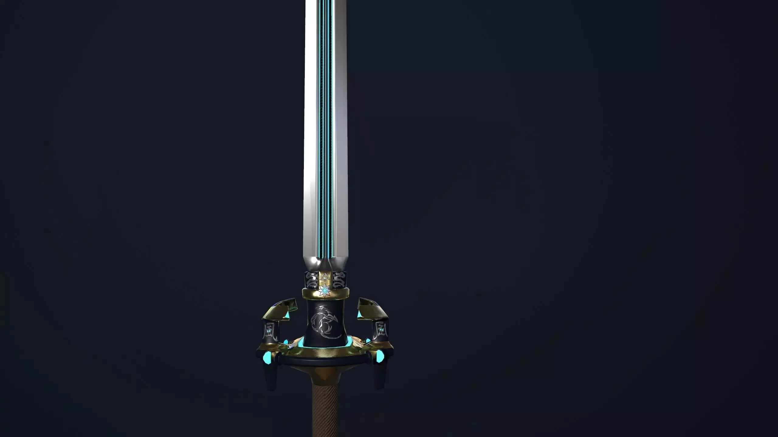 Chineese stylized two-handed sword Low-poly 3D model
