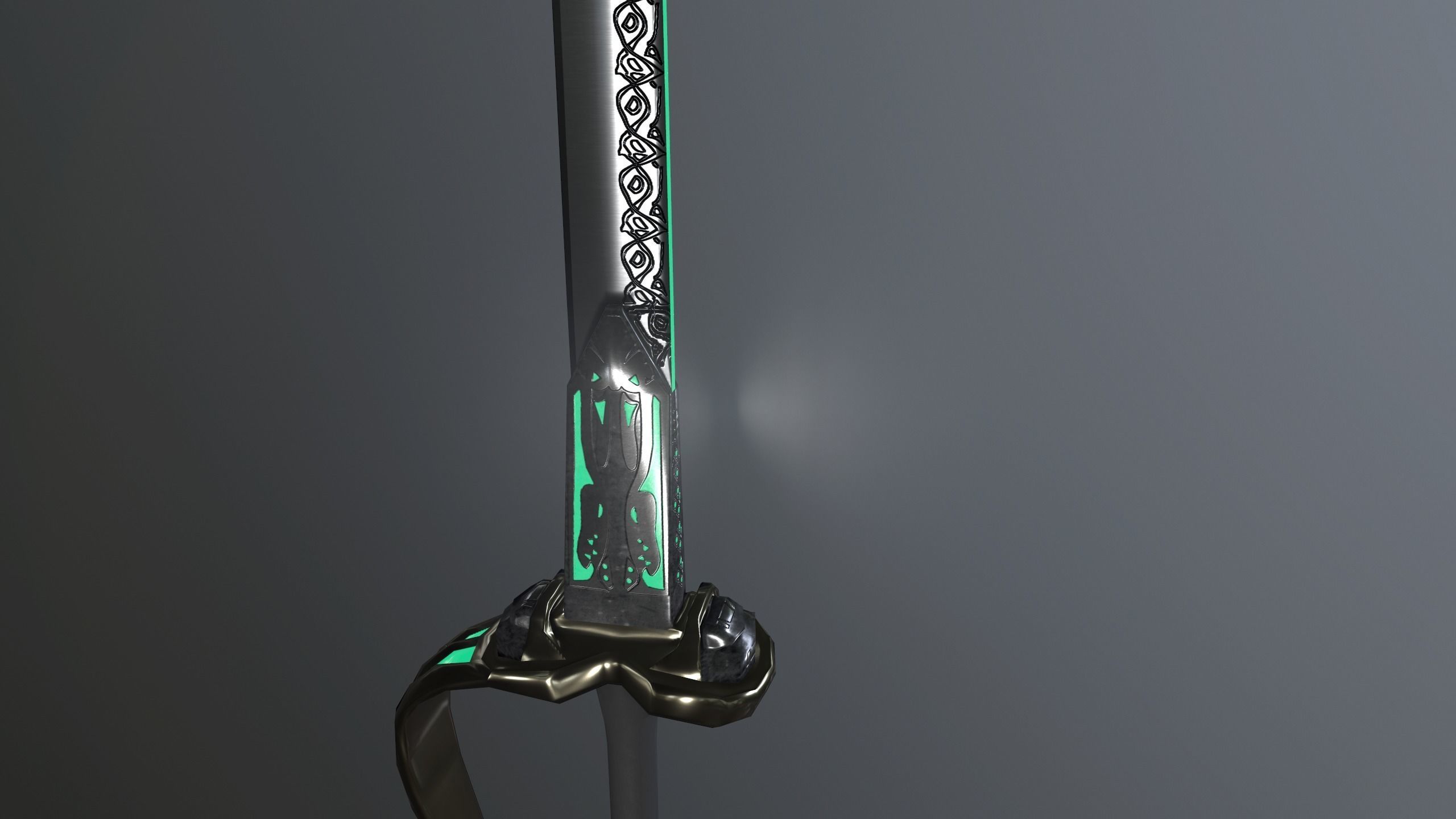 Indian stylized two-handed sabre Low-poly 3D model_1