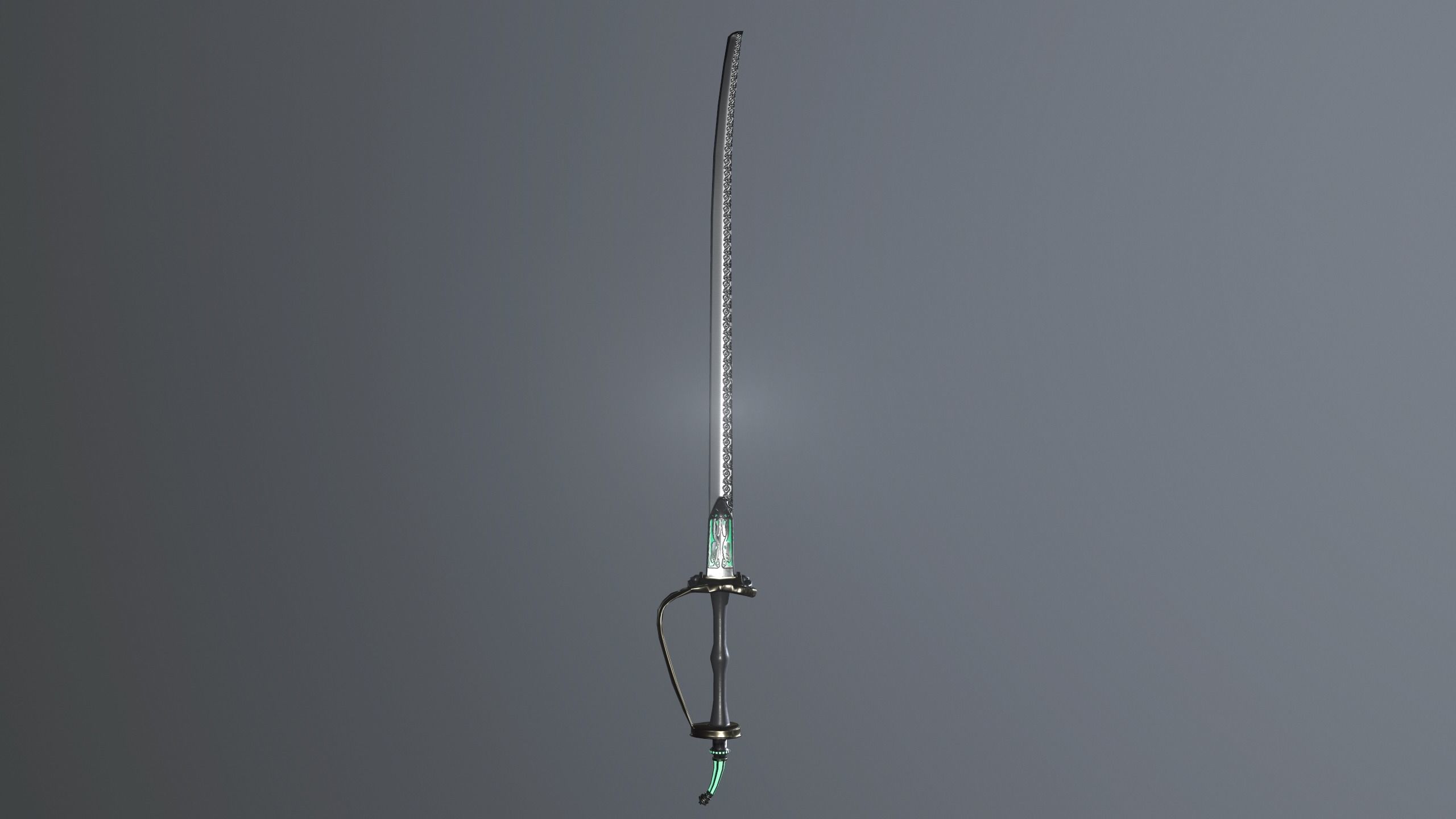 Indian stylized two-handed sabre Low-poly 3D model_2