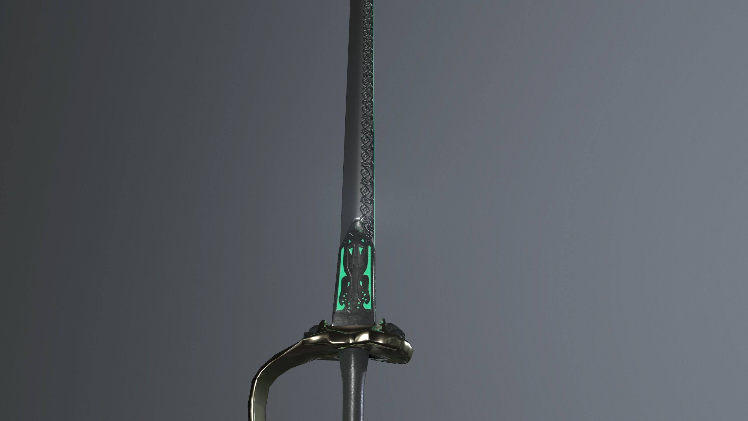 Indian stylized two-handed sabre Low-poly 3D model_3