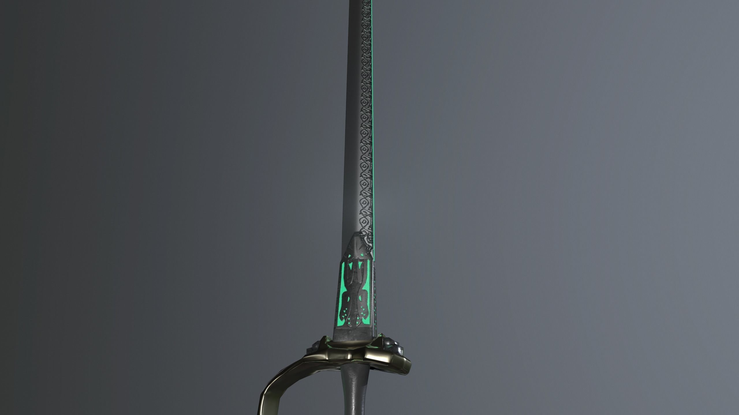 Indian stylized two-handed sabre Low-poly 3D model_5