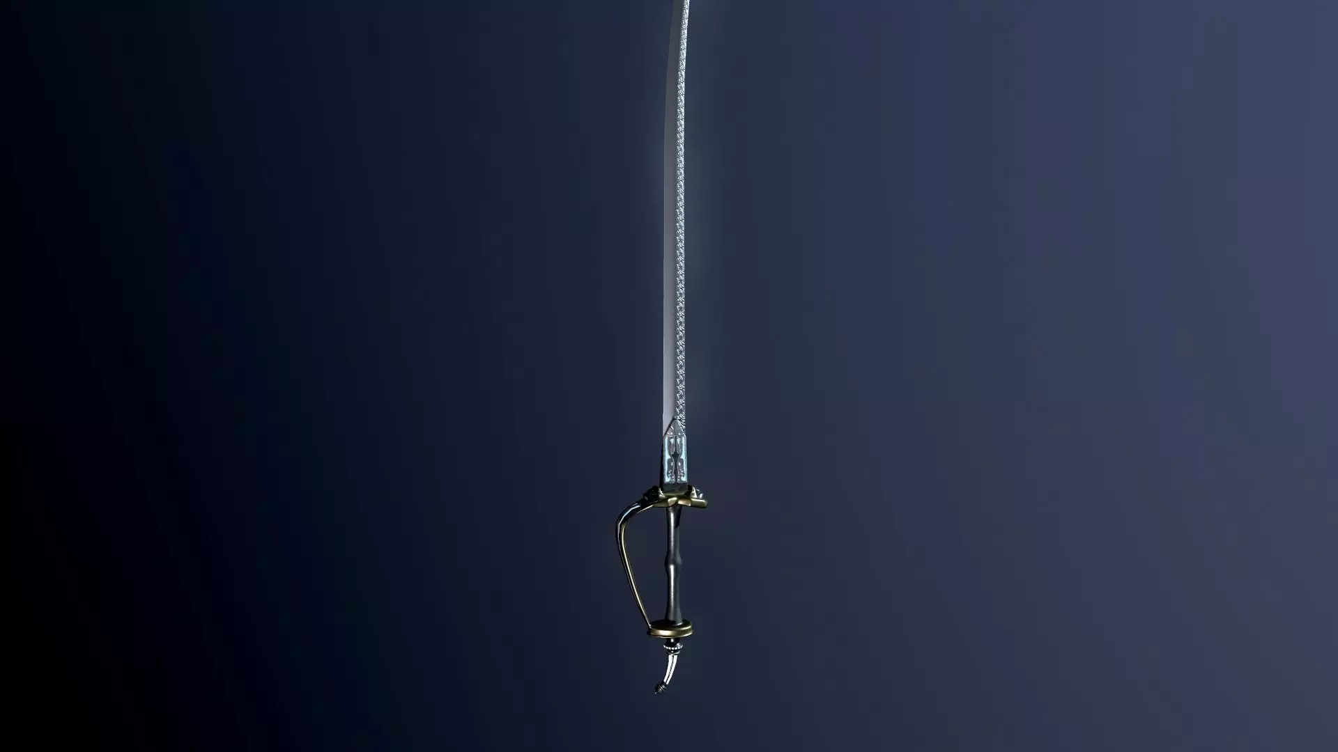 Indian stylized two-handed sabre Low-poly 3D model_0