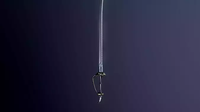 Indian stylized two-handed sabre Low-poly 3D model