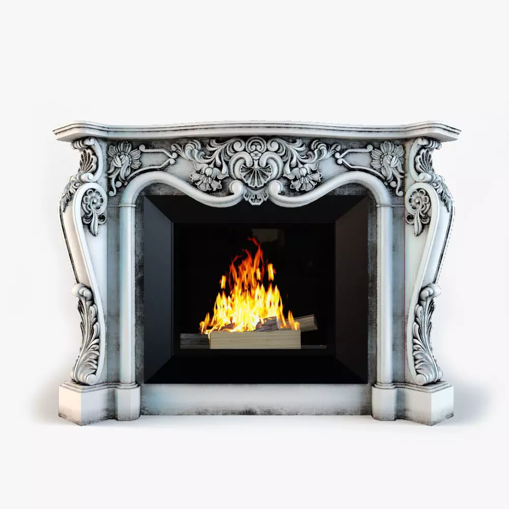 Classic fireplace 3D model_0