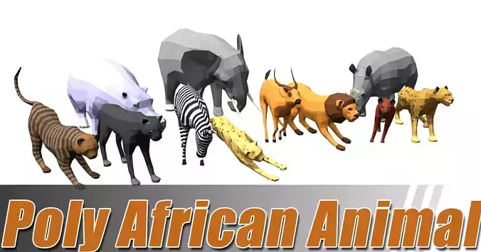 Lowpoly african animal  Low-poly 3D model