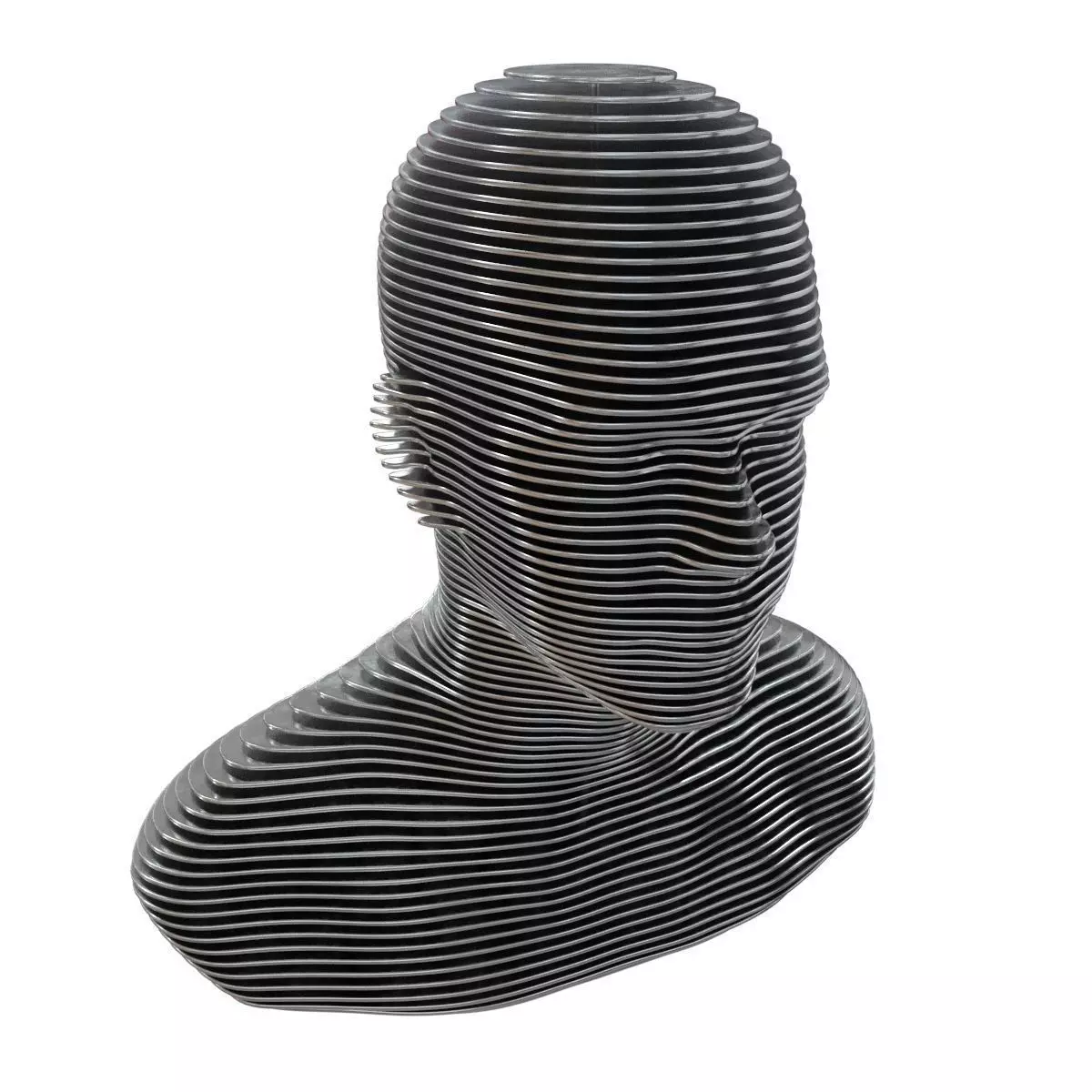 Bust of metal plates 2 metal variants 3D model_0