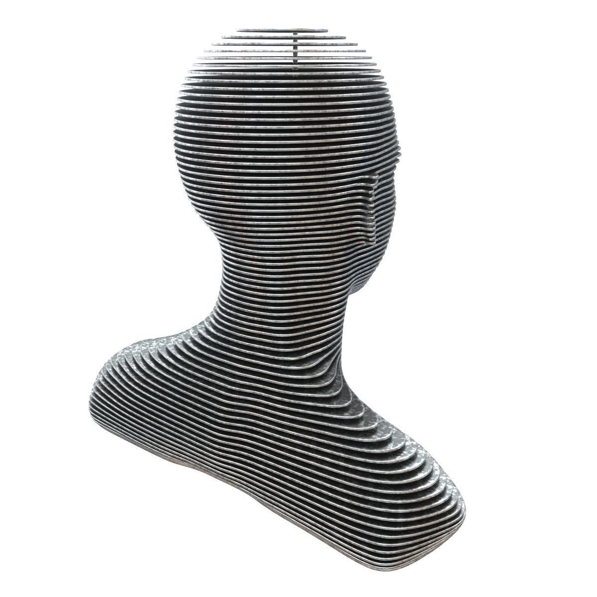 Bust of metal plates 2 metal variants 3D model_8