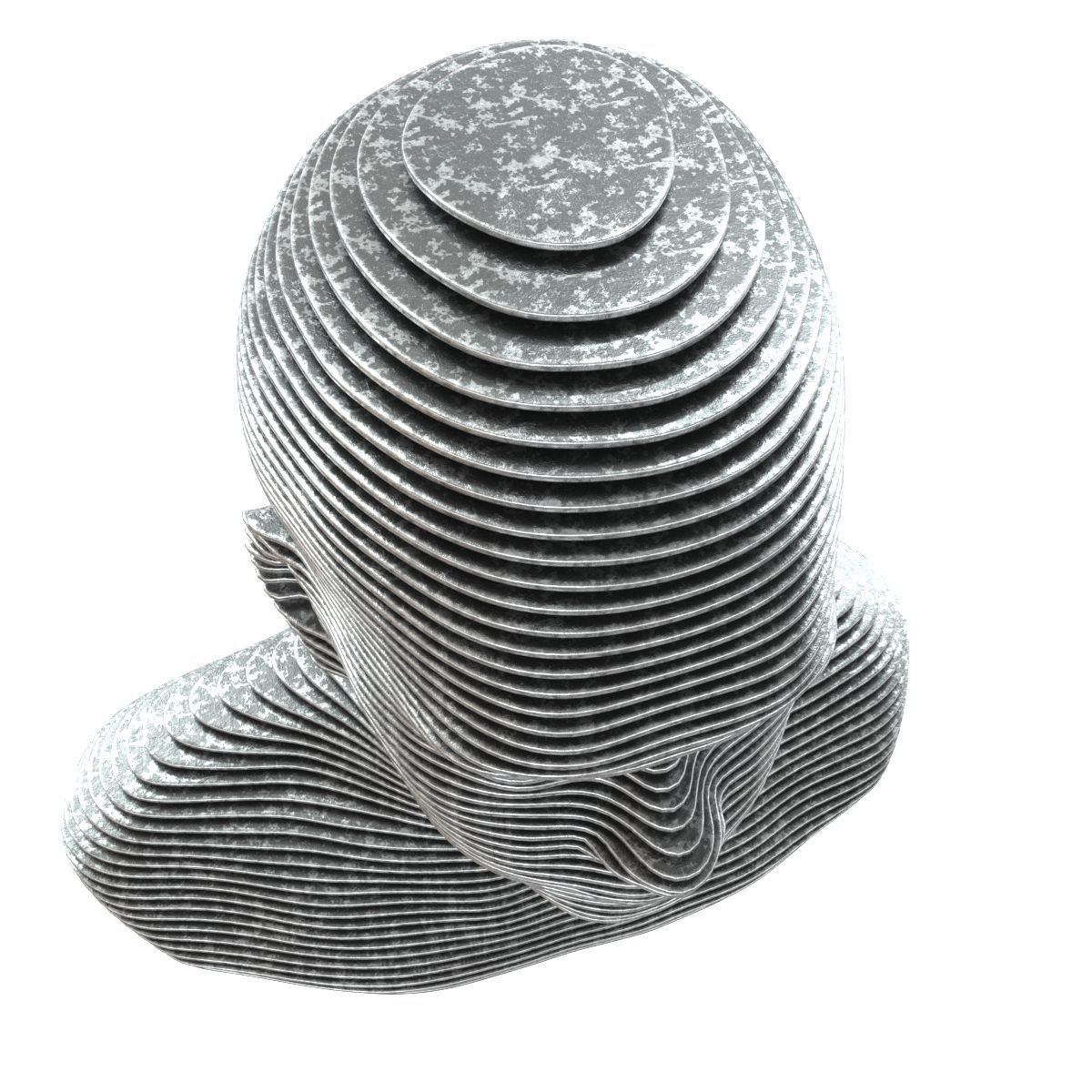 Bust of metal plates 2 metal variants 3D model_7
