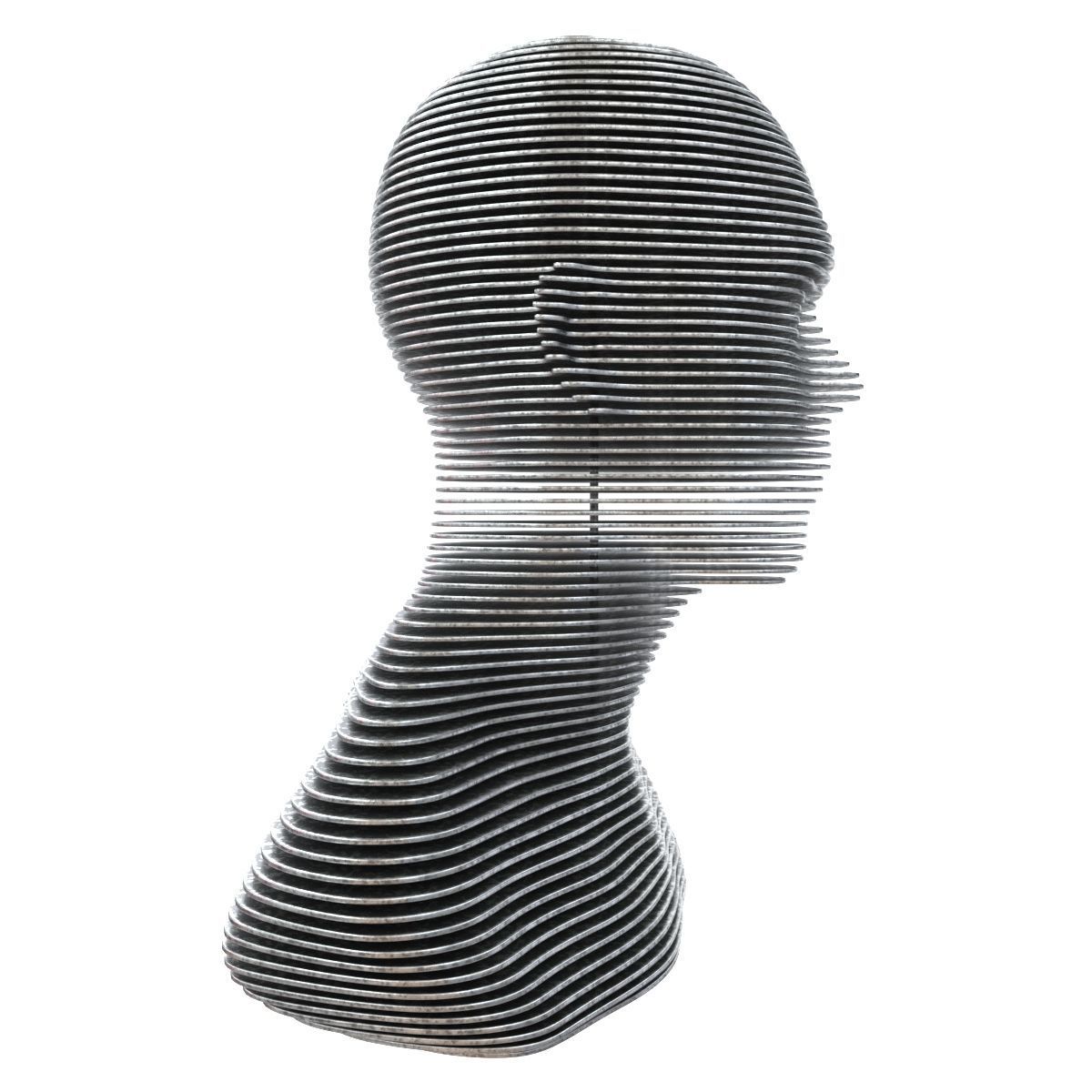 Bust of metal plates 2 metal variants 3D model_9