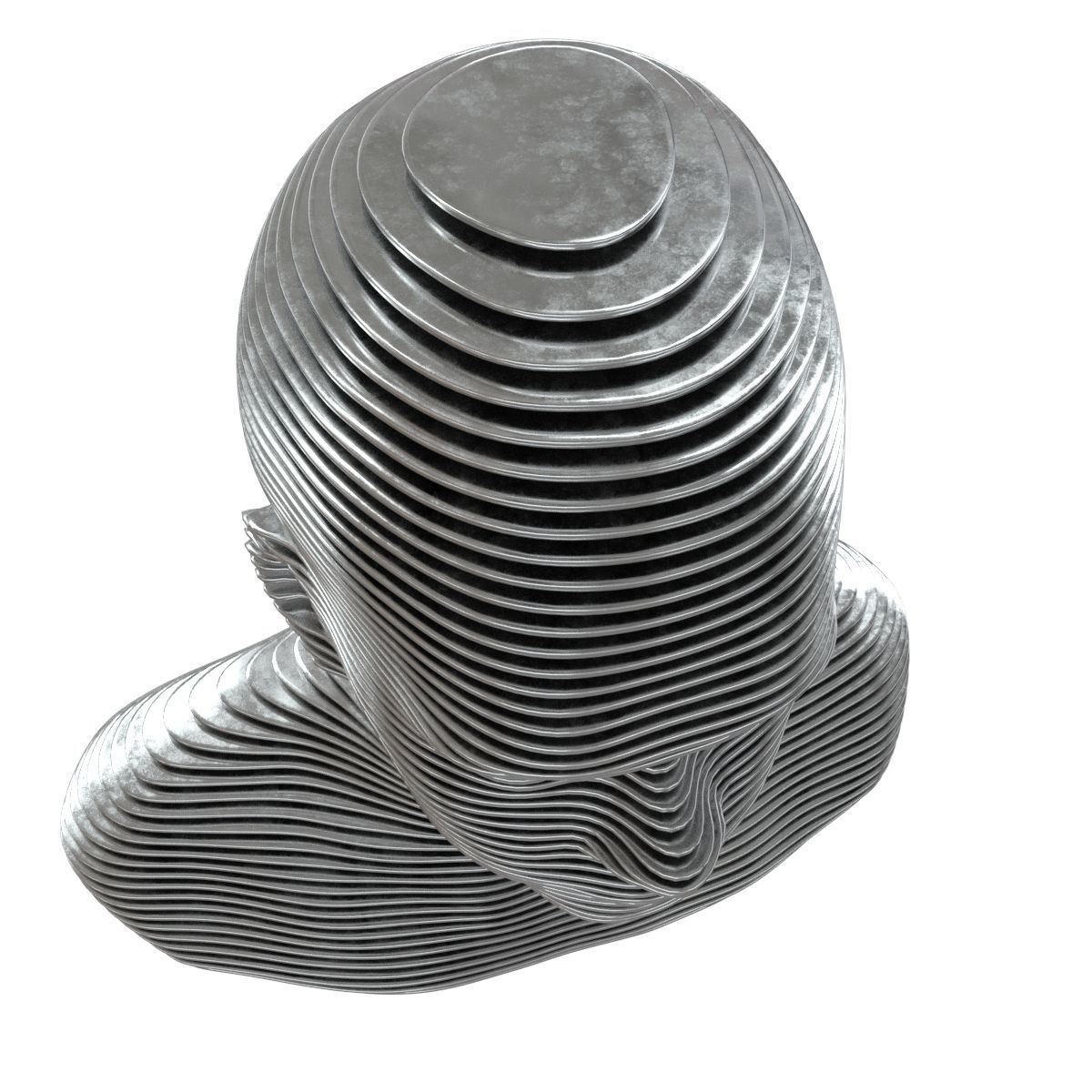 Bust of metal plates 2 metal variants 3D model_2