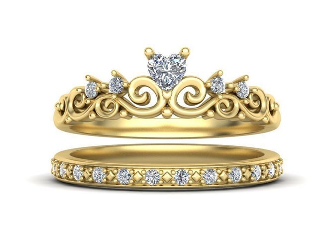 Crown rings set 3d print model 0215 3D print model