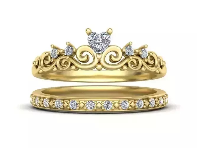 Crown rings set 3d print model 0215