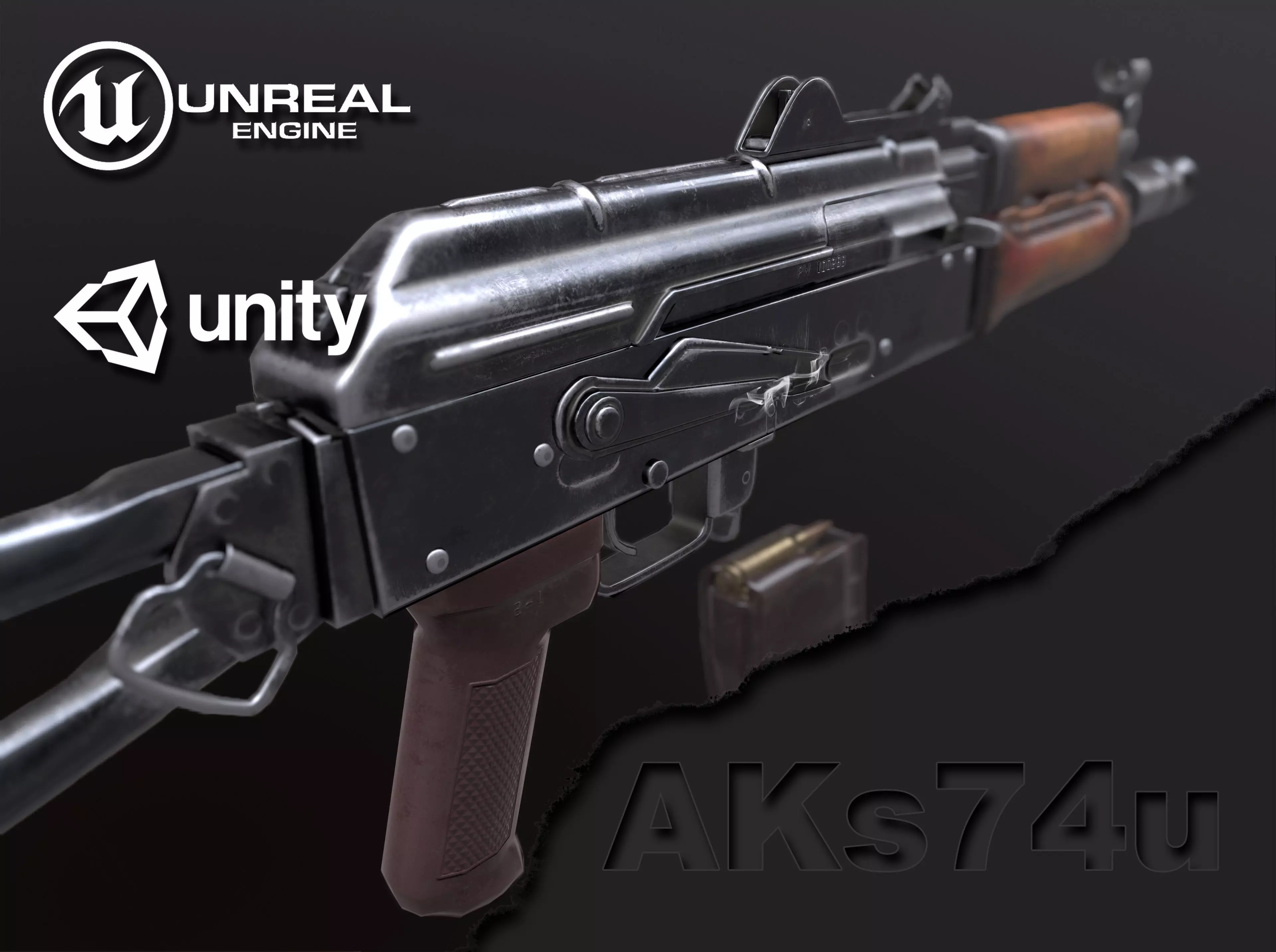 AKs 74u Low-poly 3D model_0