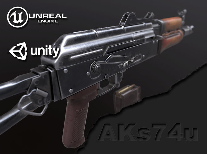 AKs 74u Low-poly 3D model