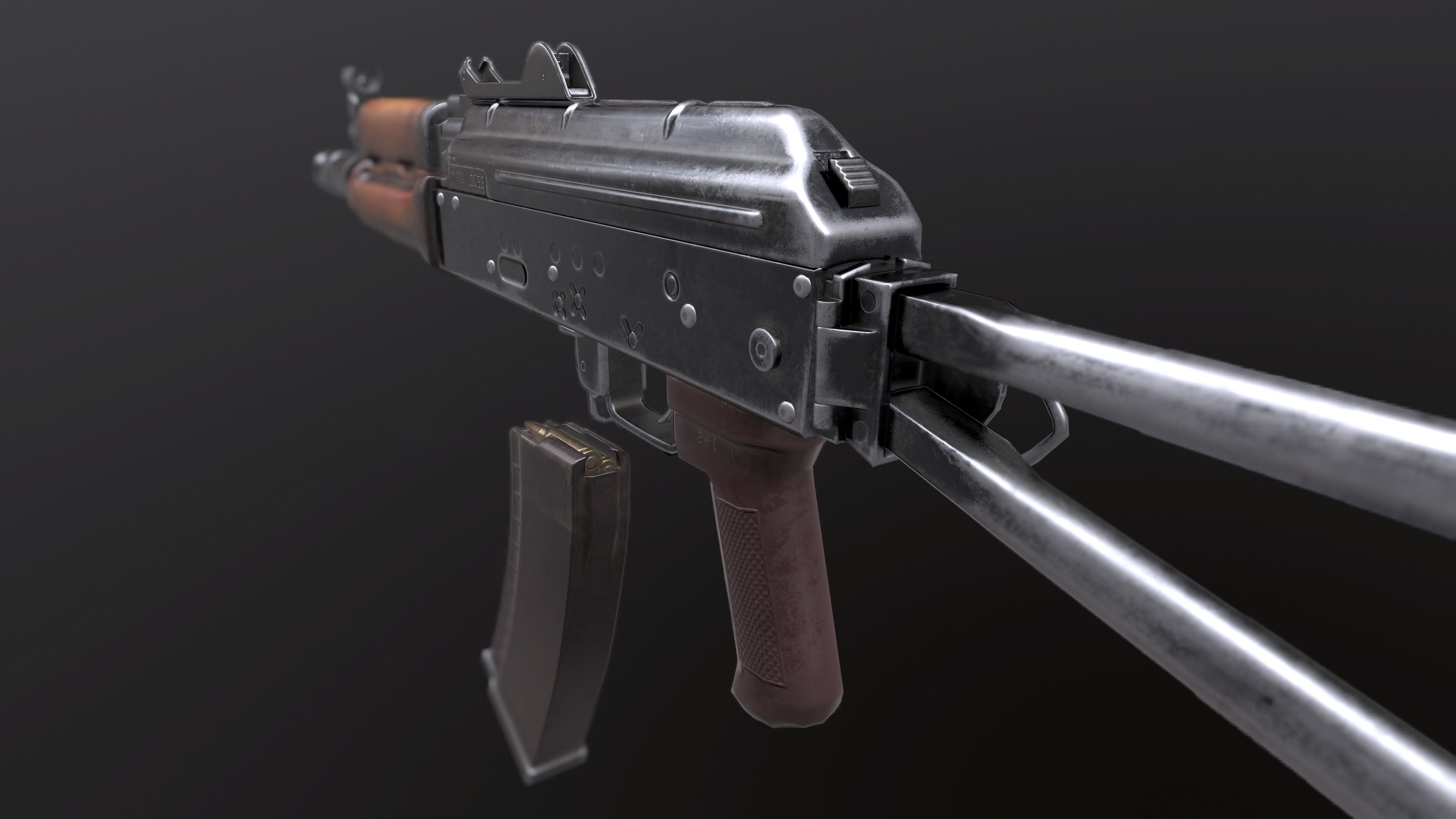 AKs 74u Low-poly 3D model_4