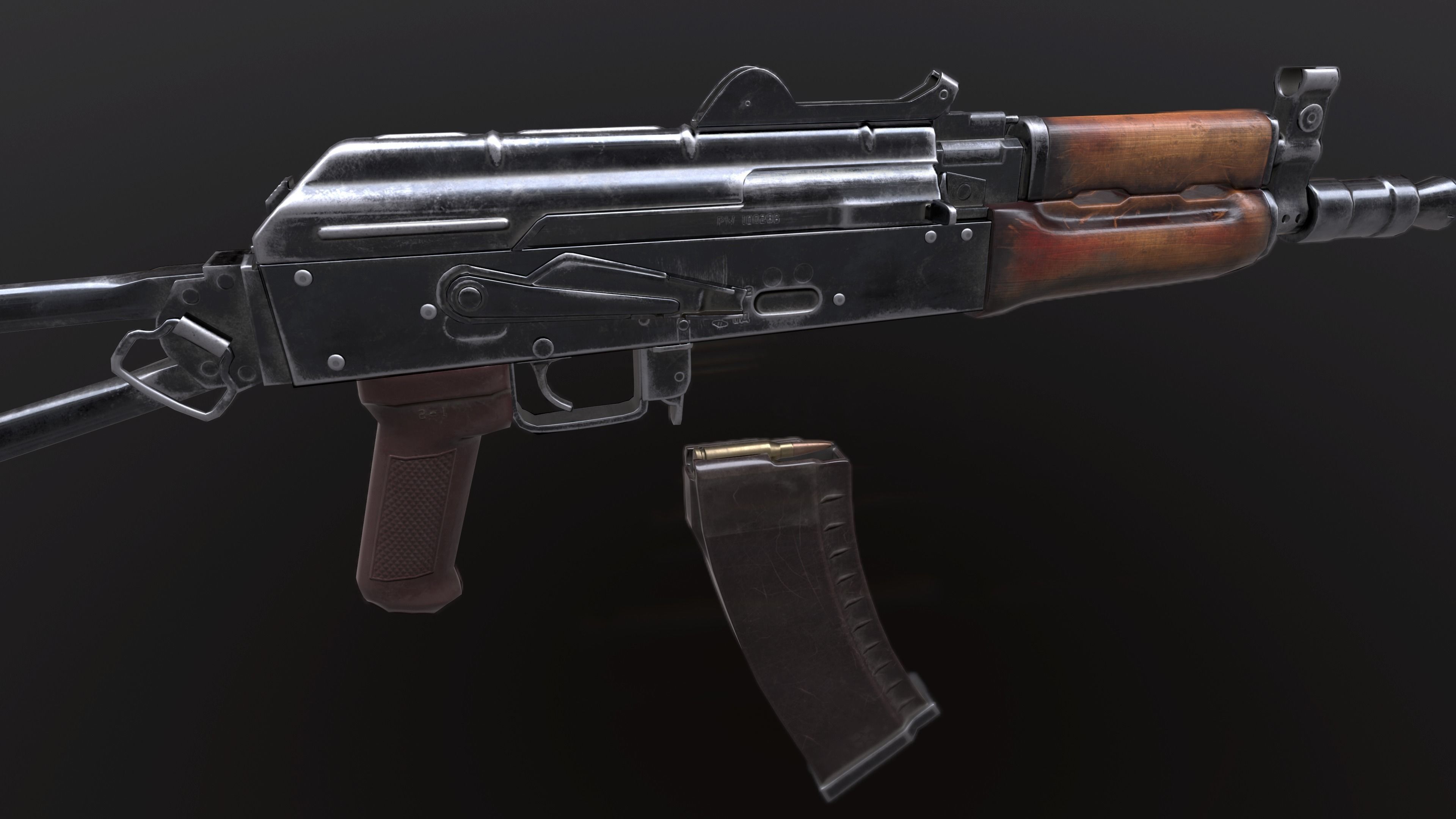 AKs 74u Low-poly 3D model_2
