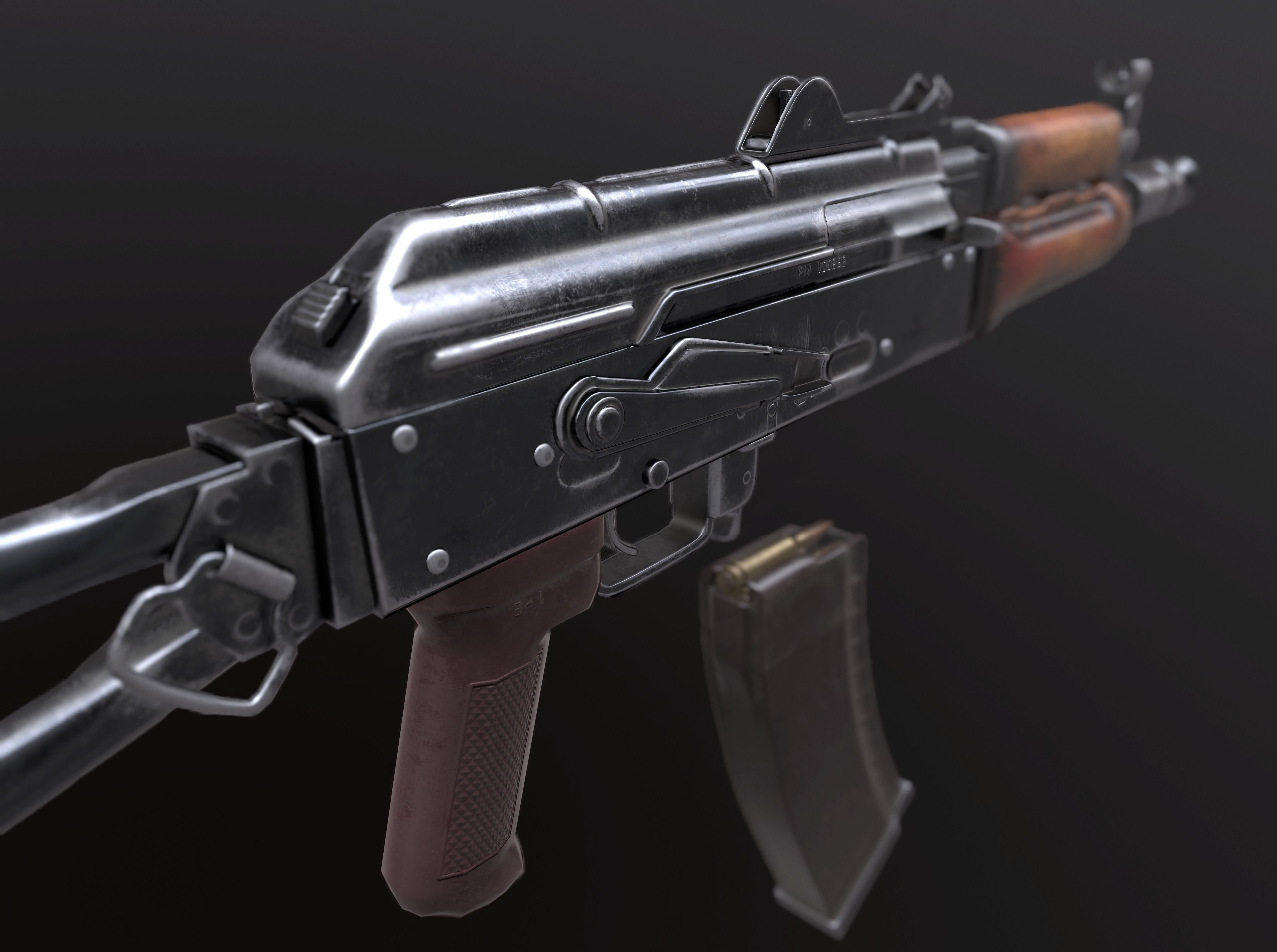 AKs 74u Low-poly 3D model_6