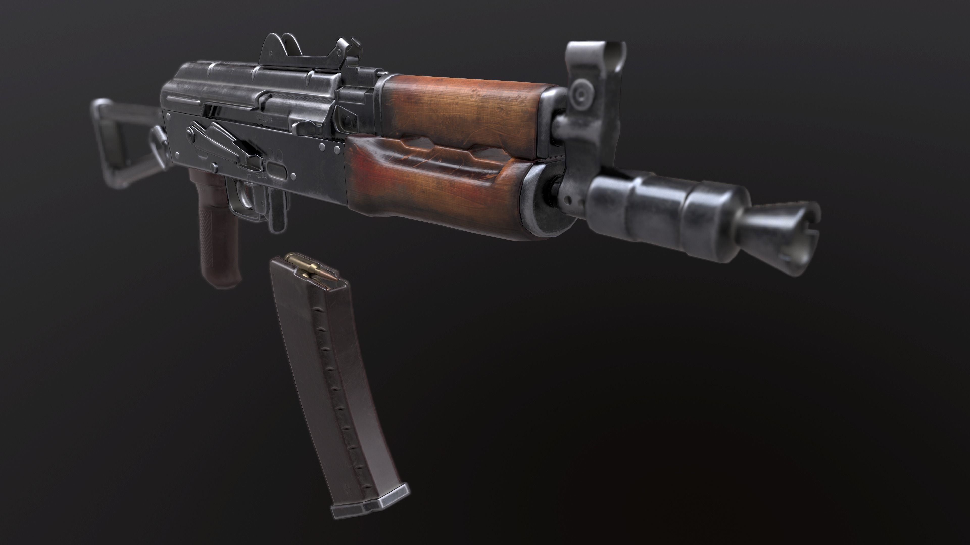 AKs 74u Low-poly 3D model_3