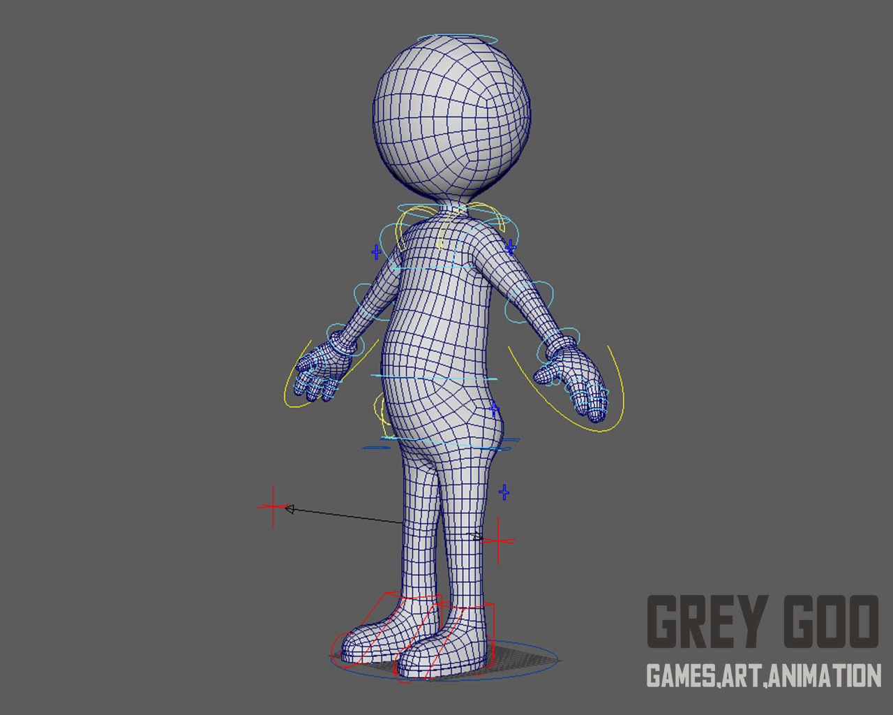 Stickman man Low-poly 3D model_8