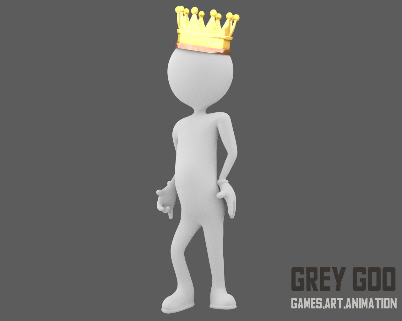 Stickman man Low-poly 3D model_3