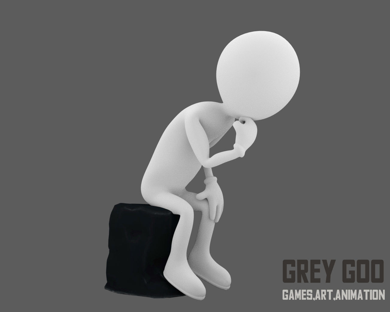 Stickman man Low-poly 3D model_4