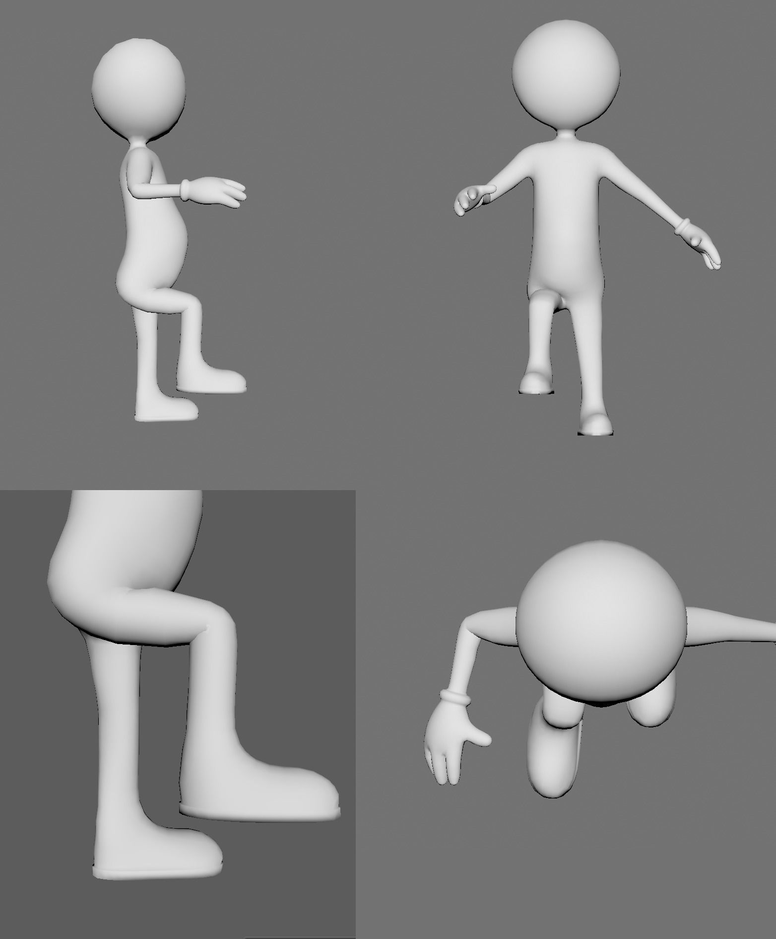 Stickman man Low-poly 3D model_6