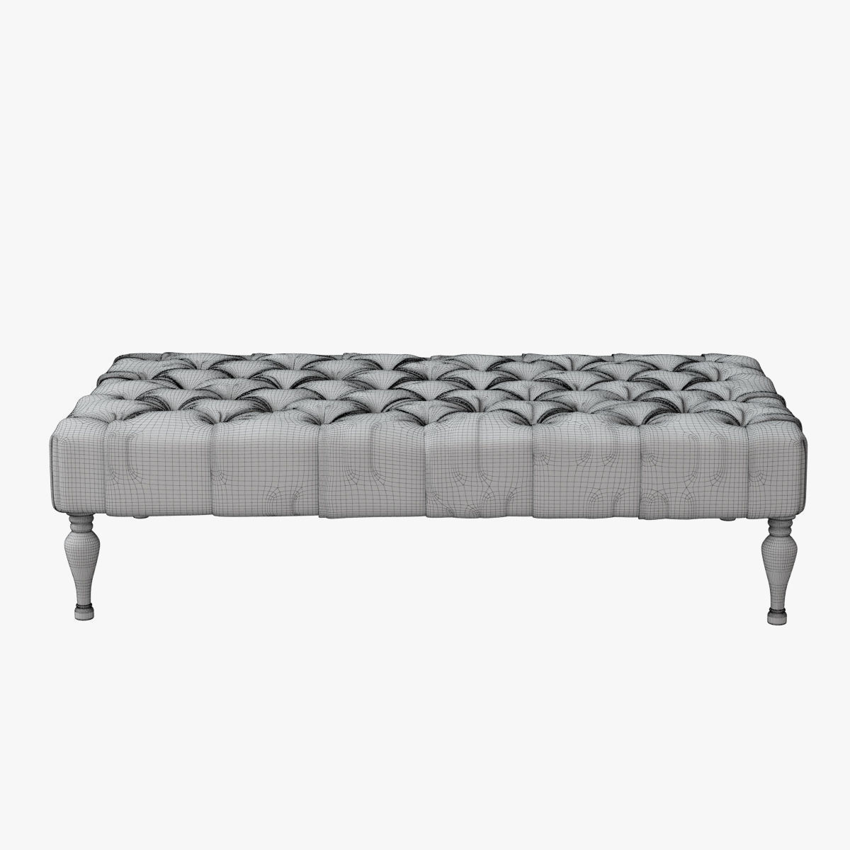 Restoration Hardware  60 Bennett Rectangular Upholstered Ottoma Low-poly 3D model_4