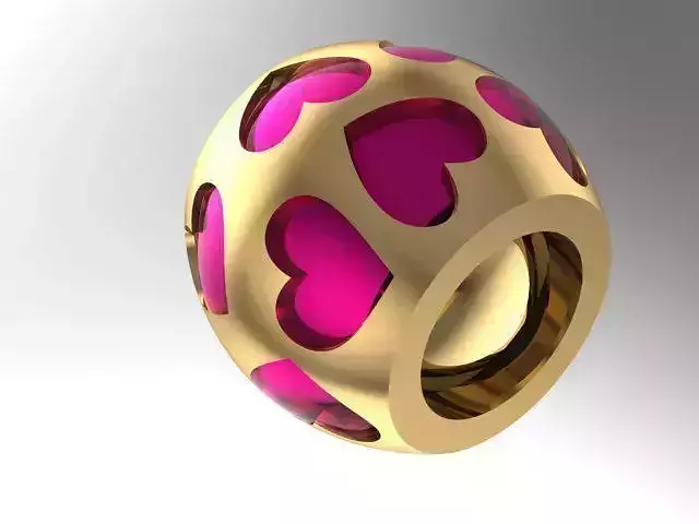 painted heart charm ball 