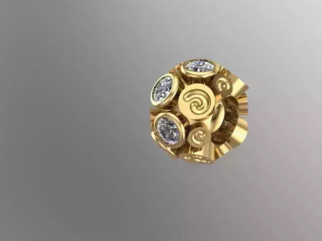 spiral-stoned charm ball  3D print model