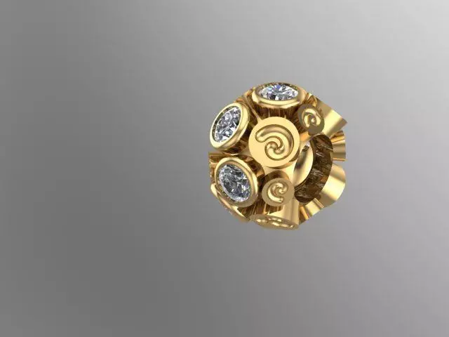 spiral-stoned charm ball  3D print model_0