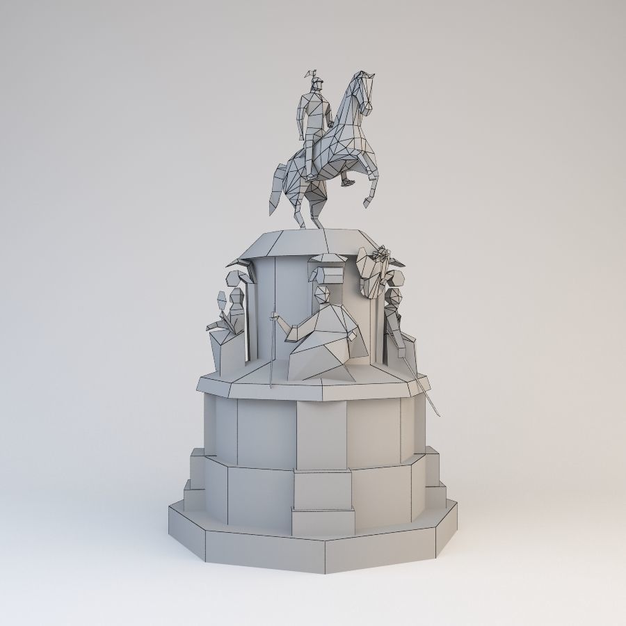 Nicholas 1 statue of man riding horse Low-poly 3D model_1