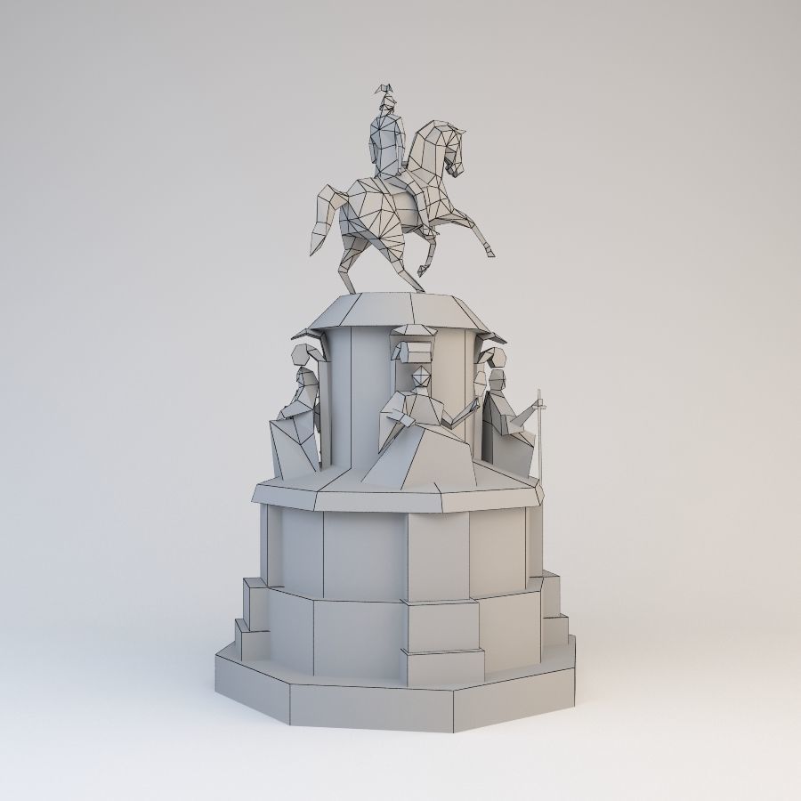 Nicholas 1 statue of man riding horse Low-poly 3D model_7