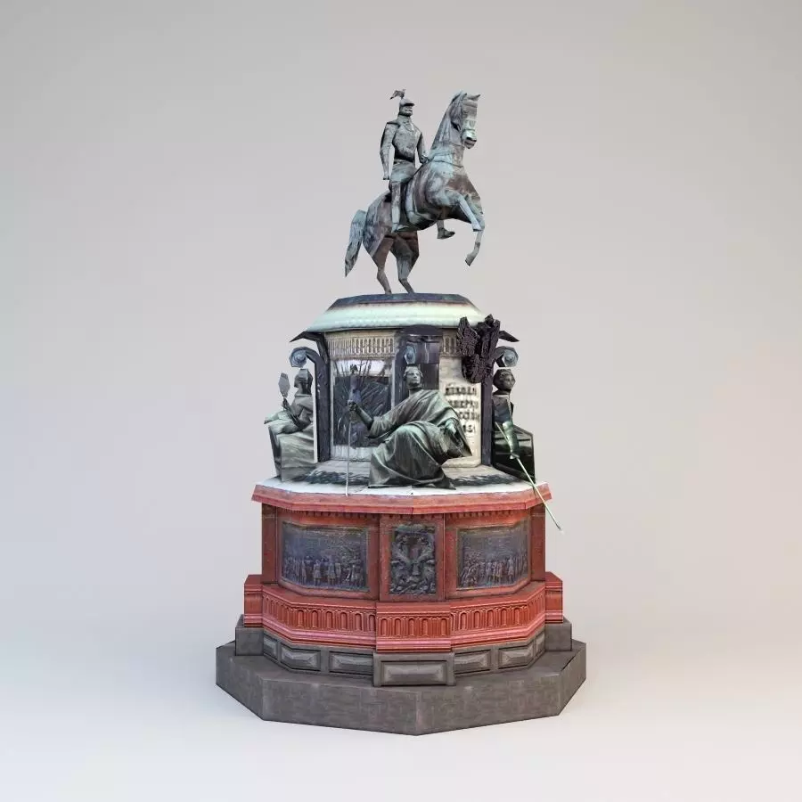 Nicholas 1 statue of man riding horse Low-poly 3D model_0