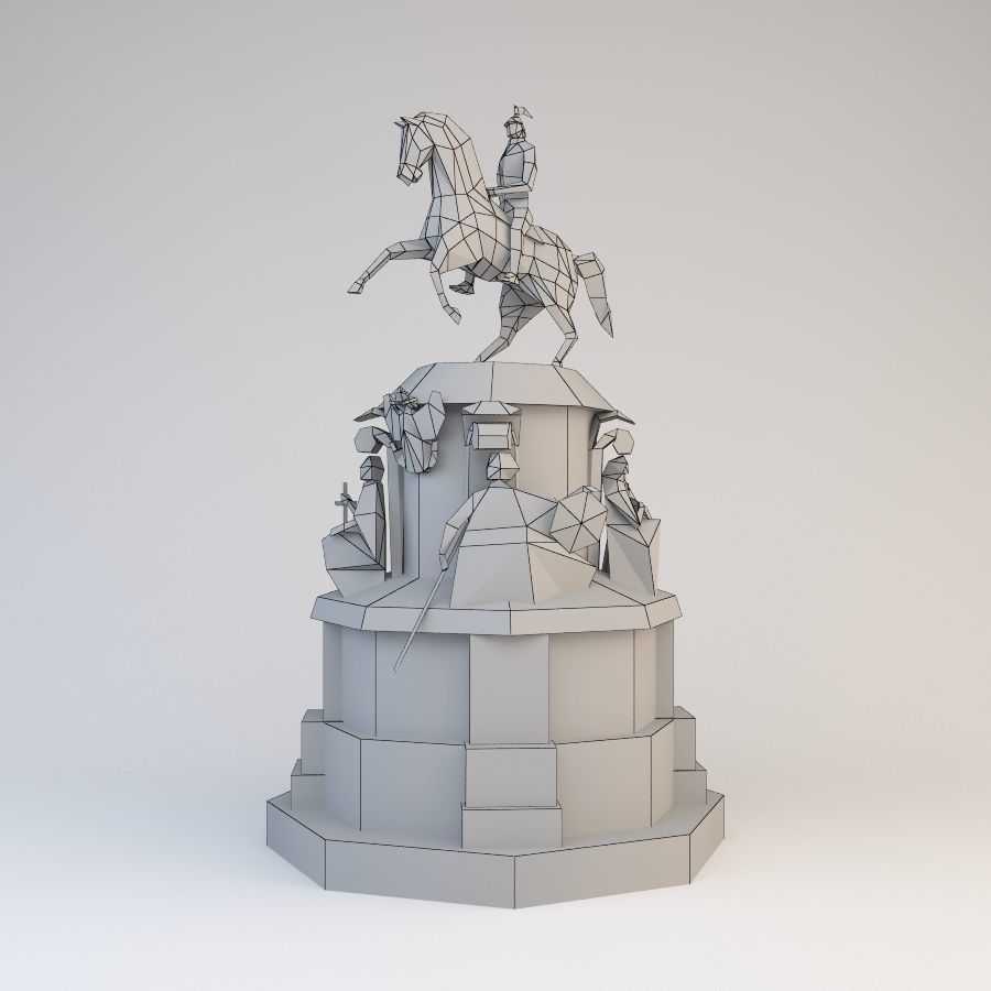 Nicholas 1 statue of man riding horse Low-poly 3D model_2