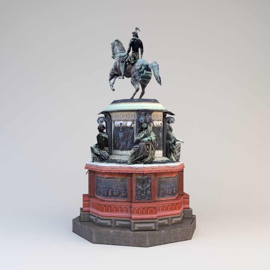 Nicholas 1 statue of man riding horse Low-poly 3D model_5