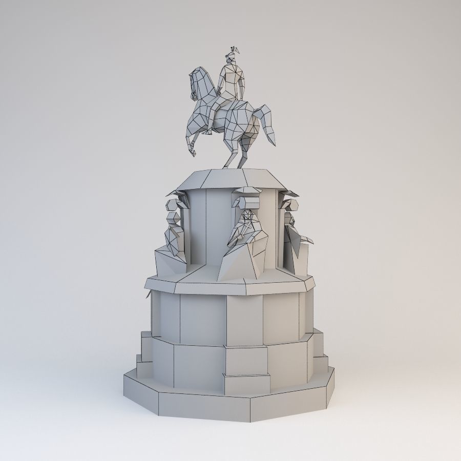Nicholas 1 statue of man riding horse Low-poly 3D model_3