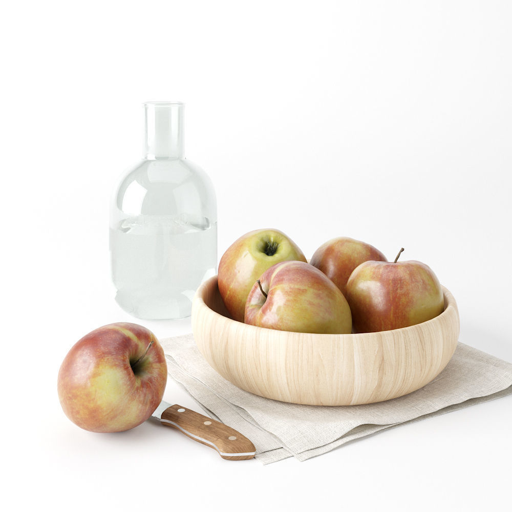Decor Set Apple Bowl 3D model_2