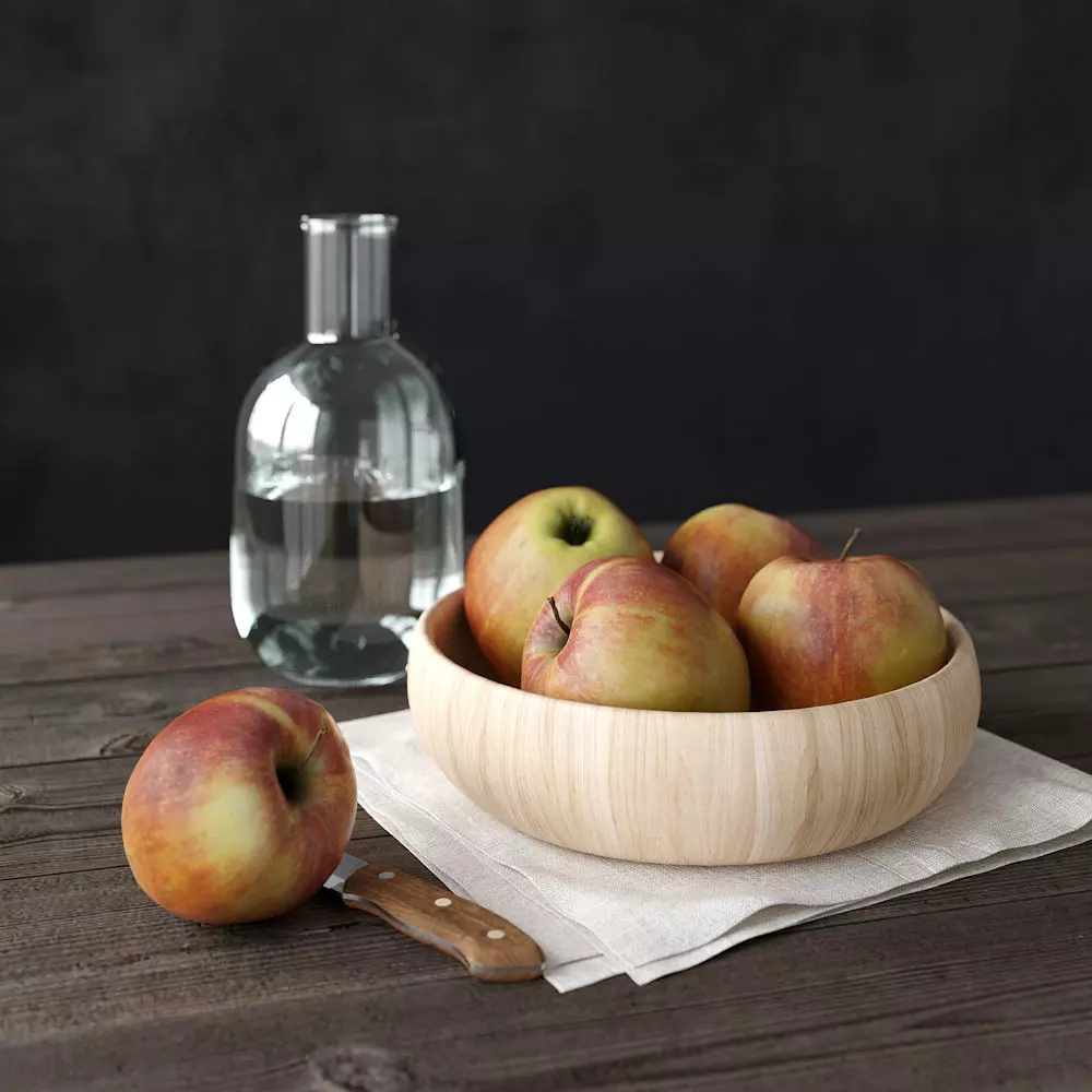 Decor Set Apple Bowl 3D model_0