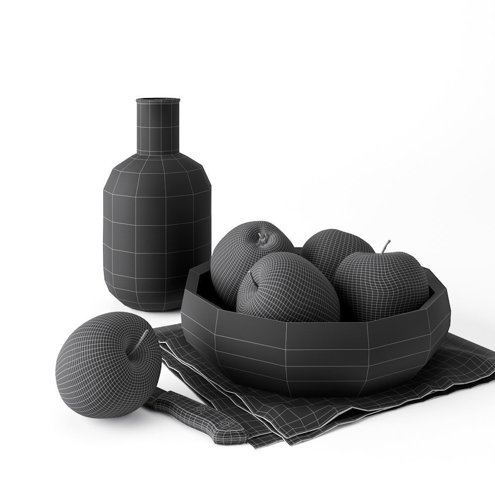Decor Set Apple Bowl 3D model_5